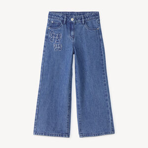 Baggy jeans voor meisjes met patches en strik 