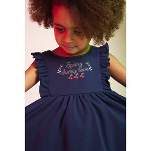 Robe débardeur en molleton cloqué avec broderies pour bébé fille 