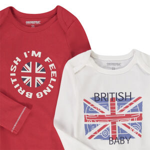 Set van 5 lange mouwen bodies met British motieven voor babyjongen 
