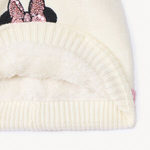 Muts en snood Minnie Disney voor meisjes in gebreide stof met sherpa voering 