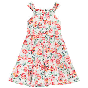 Jurk zonder mouwen empire taille met bloemen uitlopend voor meisjes 