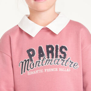 Robe effet sweat voor meisjes met overhemdkraag 