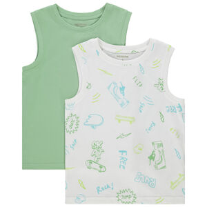 Set van 2 fantasie mouwloze shirts voor jongens 