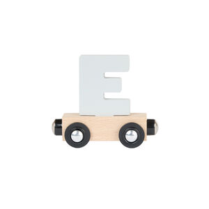 Houten wagon met de letter "E" - lichtgrijs 
