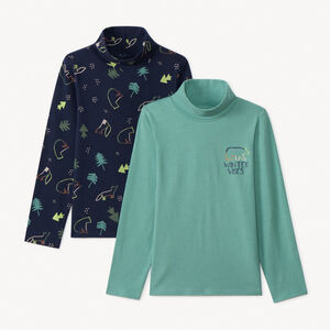 Lot de 2 sous-pulls col roulé fantaisie motifs animaux pour garçon  