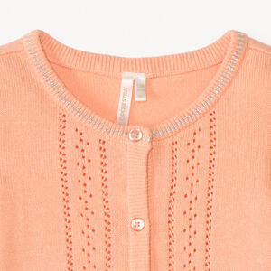 Gebreide, opengewerkte longslubcardigan voor babymeisjes. 