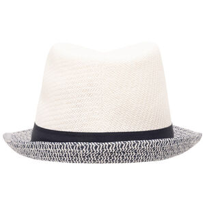 Borsalino tressé en paille bicolore avec galon pour garçon 