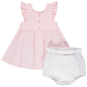 Ensemble avec robe manches courtes volantées et bloomer 