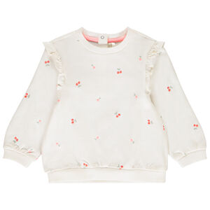 Sweatshirt met fleece, geborduurd en met ruches voor meisje 