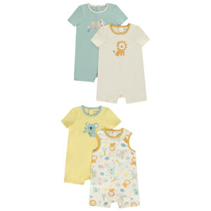 Lot de 4 combinaisons courtes fantaisie en jersey pour bébé garçon 