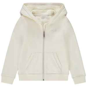 Gilet à capuche uni molletonné et brodé pour fille 