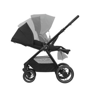 Oxford twillic black all-terrain kinderwagen met omkeerbare zit en kunstleren afwerking 