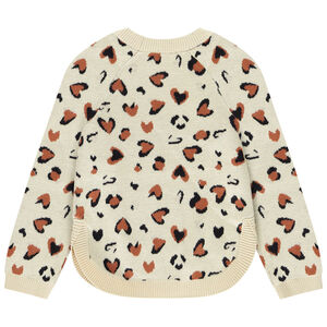 Pull en tricot jacquard motif cœurs tachetés fille 