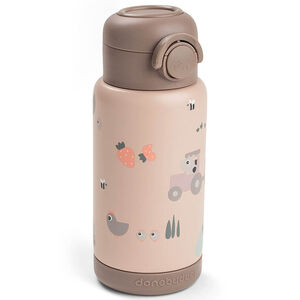 Drinkfles isothermish met rietje 340ml Tiny Farm Roze 