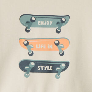 Oversized gebreid sweatshirt met print jongens. 
