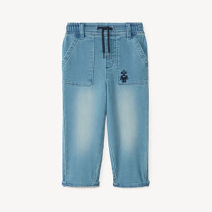 Baggy jeans met robotborduursel voor babyjongens 