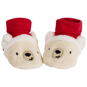 Chaussons en sherpa ourson de Noël pour bébé garçon 