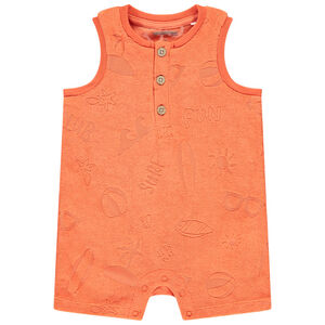 Korte badstof jumpsuit met strand effect voor babyjongens 