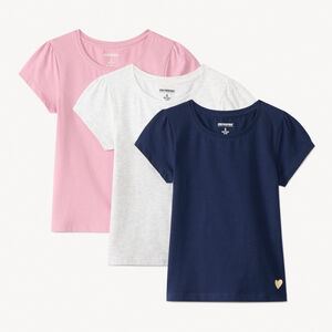 Lot de 3 t-shirts manches courtes unis fille 