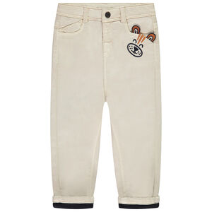 Jean en denim + doublure jersey et poche ludique pour bébé garçon 