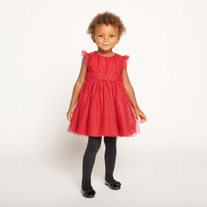Robe de fête manches courtes en tulle pailleté pour bébé fille 