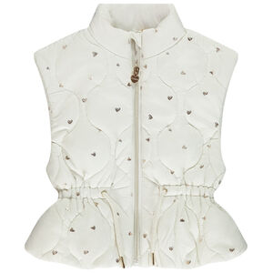 Doudoune sans manches cintrée imprimé cœurs pour fille 