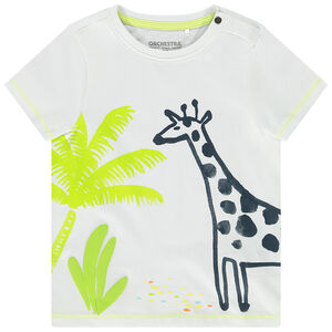 Korte mouwen T-shirt met giraffe en palmen voor baby jongen 