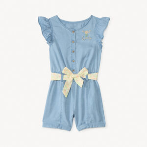 Combishort van canvas met riem voor meisjesbaby. 