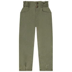 Zwierige paperbag broek met elastische tailleband voor meisjes 