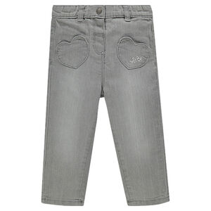 Jeans à taille élastiquée et poches 