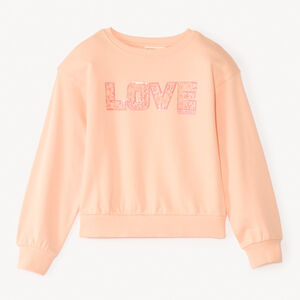 Sweat in fleece met Love print en pailletten voor meisjes 