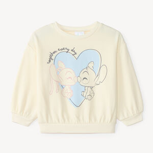 Sweat molleton oversize voor meisjes met Stitch en Angel print van Disney 