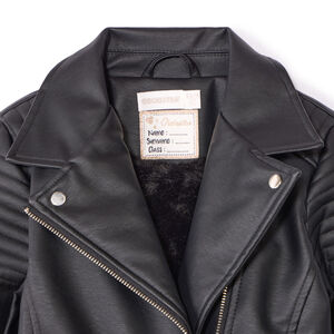 Perfecto in zwart imitatieleer met sherpavoering voor meisjes 