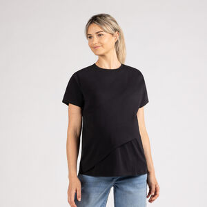 T-shirt met korte mouwen voor borstvoeding, 2-in-1 effect, effen 