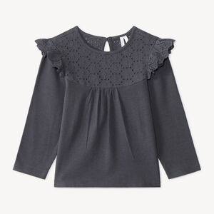 Langarmig T-shirt voor babymeisjes met Engelse borduursel 