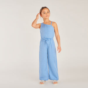 Asymmetrische lange mouwen eenkleurige jumpsuit voor meisje 