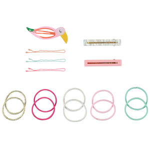 Set van 6 fantasie haarspeldjes + 10 elastiekjes meisjes 