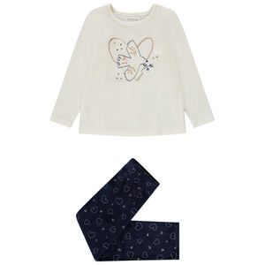 Pyjama 2-delig in fluweel met glitterprint voor meisjes 