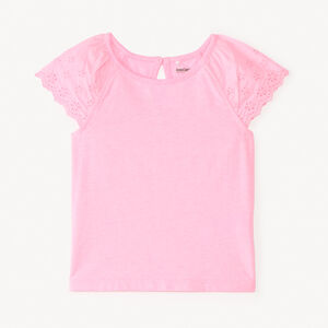 Korte mouwen T-shirt van effen popeline voor babymeisjes 