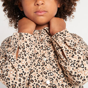 Robe chemise en voile imprimée style léopard pour fille 