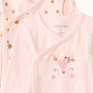 Set van 7 bodies met lange mouwen in bosprint voor meisjes met verschillende sluitingen per leeftijdsgroep 