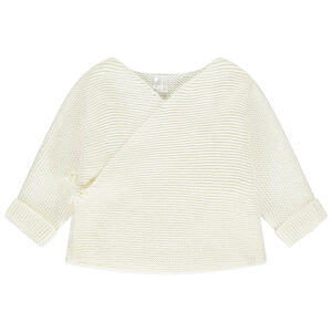 Gilet effet cache-cœur uni en tricot pour bébé fille   