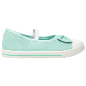 Babies turquoise en toile avec nœud et lanière élastiquée pour fille 