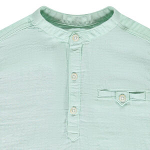 Korte mouwen effen hemd met tunisianekraag voor jongen 