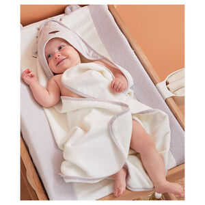 Cape de bain + gant de toillette - Kendi - Gris/Blanc 