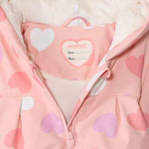Waterafstotende rozenroze rubberparka met magische hartenprint voor babymeisje 