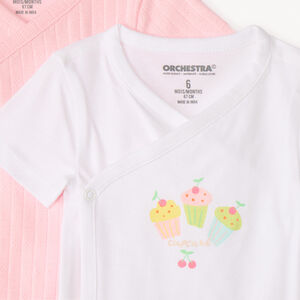 Set van 7 korte mouwen bodys met snoepmotieven voor meisjesbaby's (met verschillende openingen afhankelijk van de leeftijd) 