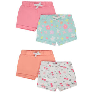 Set van 4 fantasie shorts met elastische taille voor meisjes 