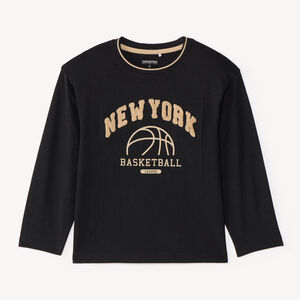 T-shirt met lange mouwen voor jongens met 'New York' bouclette patch 
