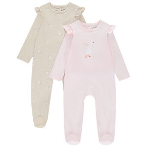 Lot de 2 dors-bien motifs oies pour bébé fille avec ouvertures différentes selon l'âge 